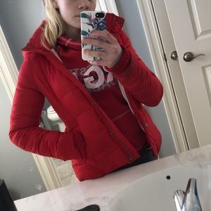 Red Abercrombie and Fitch Puffy Coat